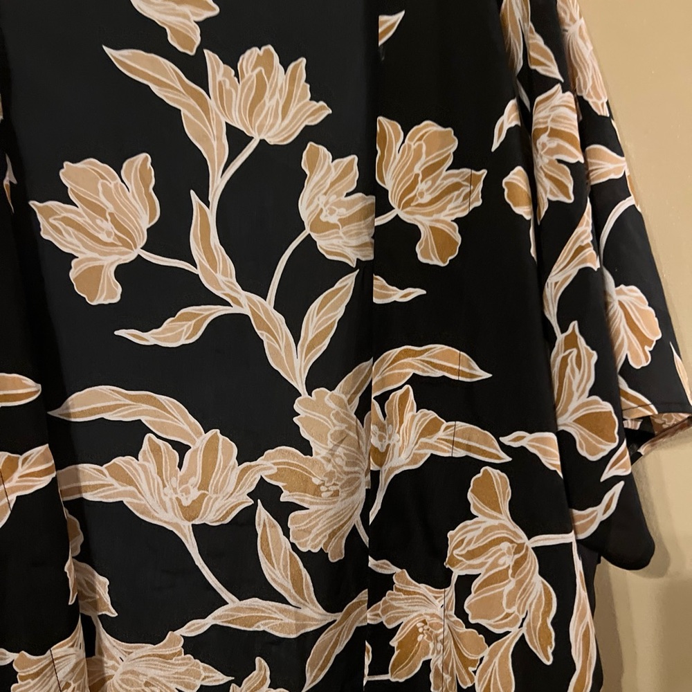 Maison Du Soir Selena Kimono S/M Black Gold Floral Belt Duster Jacket Robe J7 - Picture 5 of 12